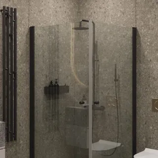 Душевой уголок на монопетле by Deonria U-80-79-6-T-BR1 80x79см чёрный/прозрачный